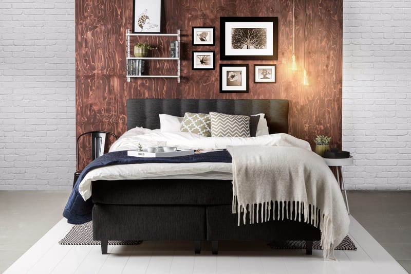 Grand Kontinentalseng 180x200 Sengepakke Sort - Latex - Møbler - Senge - Kontinentalsenge