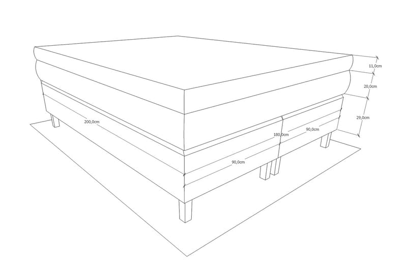 Grand Kontinentalseng 180x200 Sengepakke Sort - Latex - Møbler - Senge - Kontinentalsenge