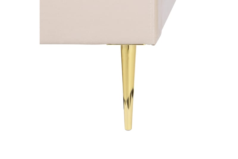Dobbeltseng i fløjl 140 x 200 Beige FLAYAT - Møbler - Senge - Sengeramme & sengestel