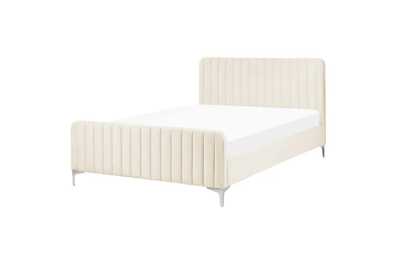 Dobbeltseng Lunan med lamelbund Beige-Sølv, 140x200 cm, Beige-Sølv, 140x200 cm