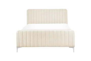 Dobbeltseng Lunan med lamelbund Beige-Sølv, 140x200 cm - Beige-Sølv, 140x200 cm - Møbler - Senge - Sengeramme & sengestel