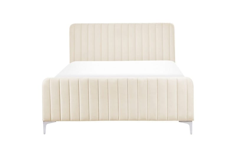 Dobbeltseng Lunan med lamelbund Beige-Sølv, 140x200 cm - Beige-Sølv, 140x200 cm - Møbler - Senge - Dobbeltsenge