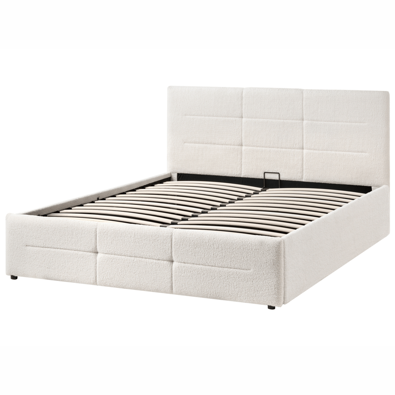 Dobbeltseng Massognes 140x200 cm - Off-White - Møbler - Senge - Sengeramme & sengestel