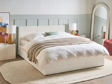 Dobbeltseng Massognes 160x200 cm - Off-White - Møbler - Senge - Sengeramme & sengestel