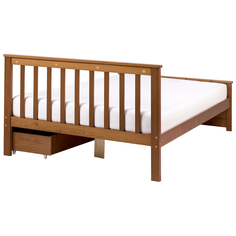 Dobbeltseng med 2 skuffer Olendon 120x200 - Brun - Møbler - Senge - Sengeramme & sengestel