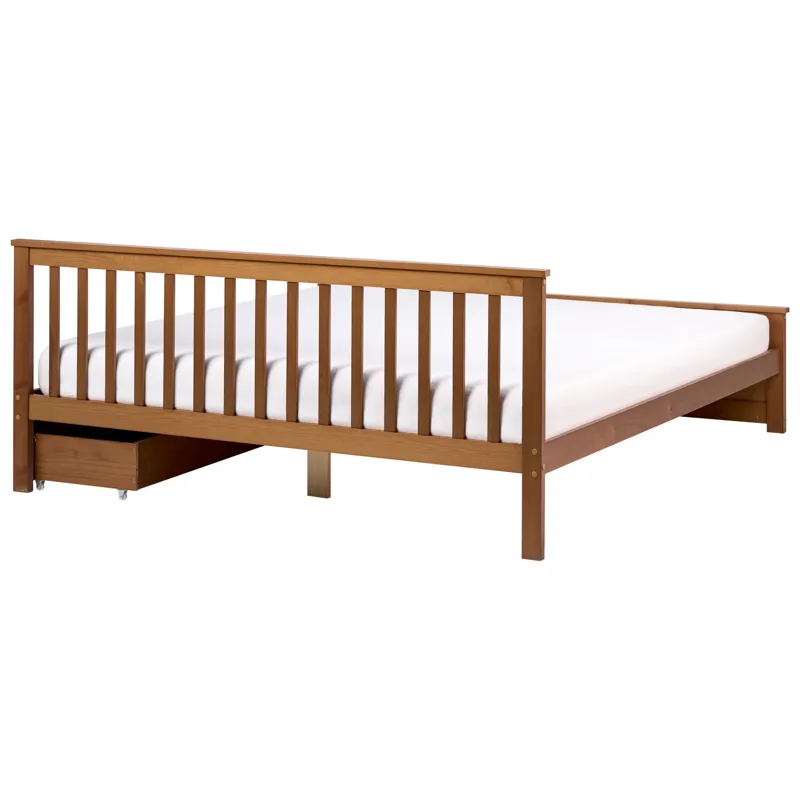 Dobbeltseng med 2 skuffer Olendon 180x200 - Brun - Møbler - Senge - Sengeramme & sengestel