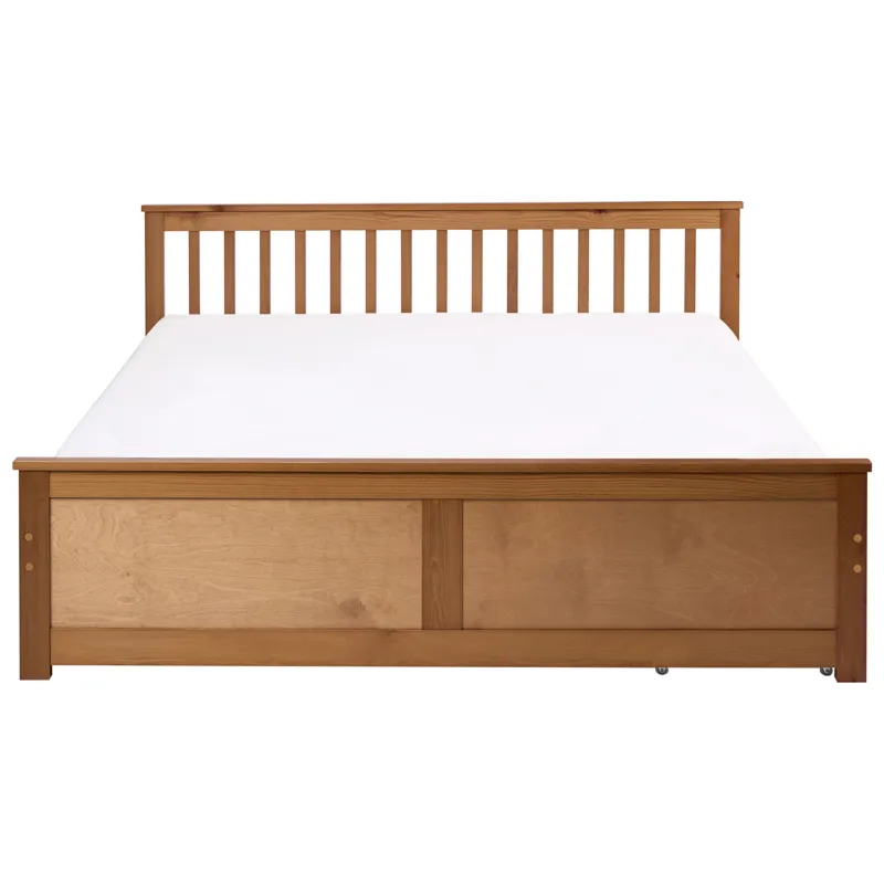 Dobbeltseng med 2 skuffer Olendon 180x200 - Brun - Møbler - Senge - Sengeramme & sengestel