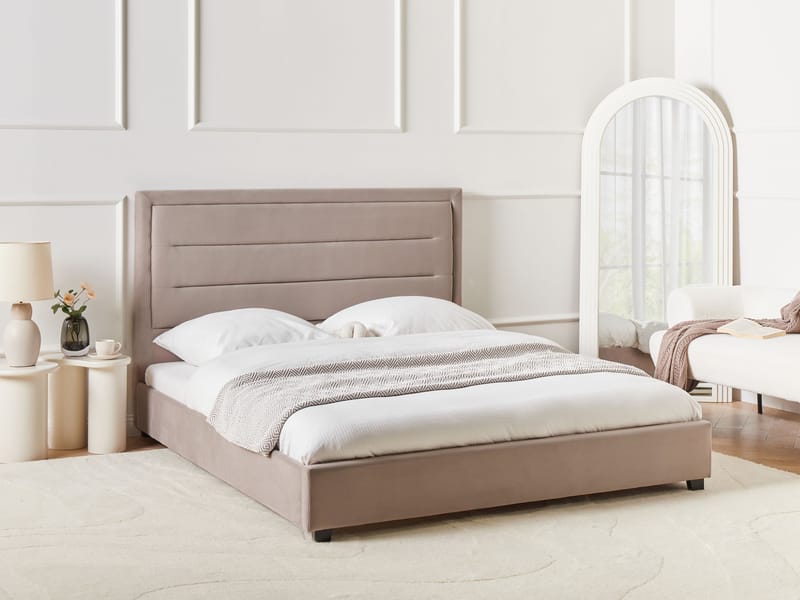 Dobbeltseng med lamelbund Rouen 160x200 cm - Taupe - Møbler - Senge - Sengeramme & sengestel