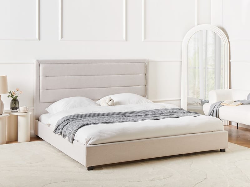 Dobbeltseng med lamelbund Rouen 180x200 cm - Lys beige - Møbler - Senge - Sengeramme & sengestel