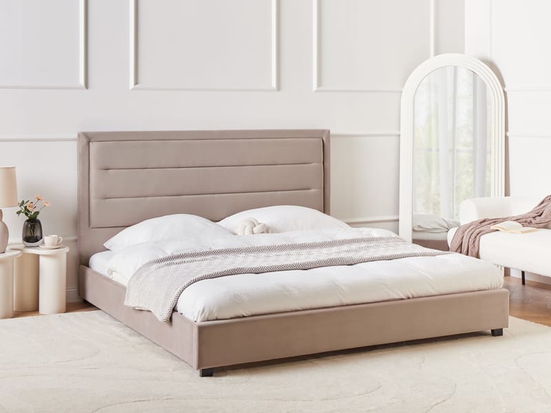 Dobbeltseng med lamelbund Rouen 180x200 cm - Taupe - Møbler - Senge - Sengeramme & sengestel