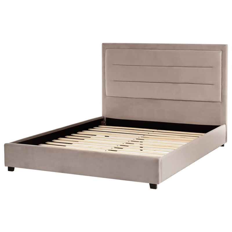 Dobbeltseng med lamelramme Rouen 140x200 cm - Taupe - Møbler - Senge - Sengeramme & sengestel