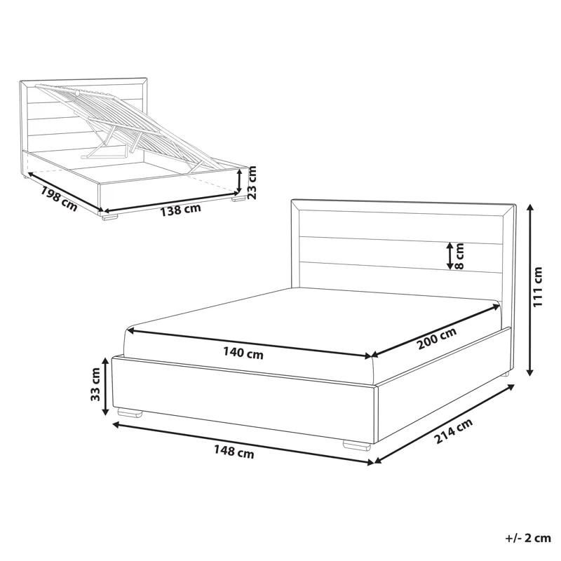 Dobbeltseng med opbevaring Rouen 140x200 cm - Lys beige - Møbler - Senge - Sengeramme & sengestel