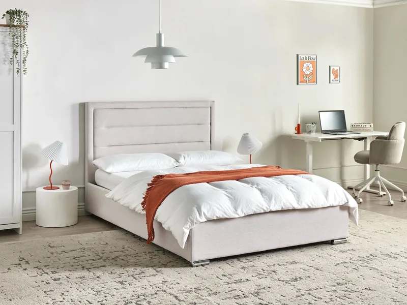 Dobbeltseng med opbevaring Rouen 140x200 cm - Lys beige - Møbler - Senge - Sengeramme & sengestel