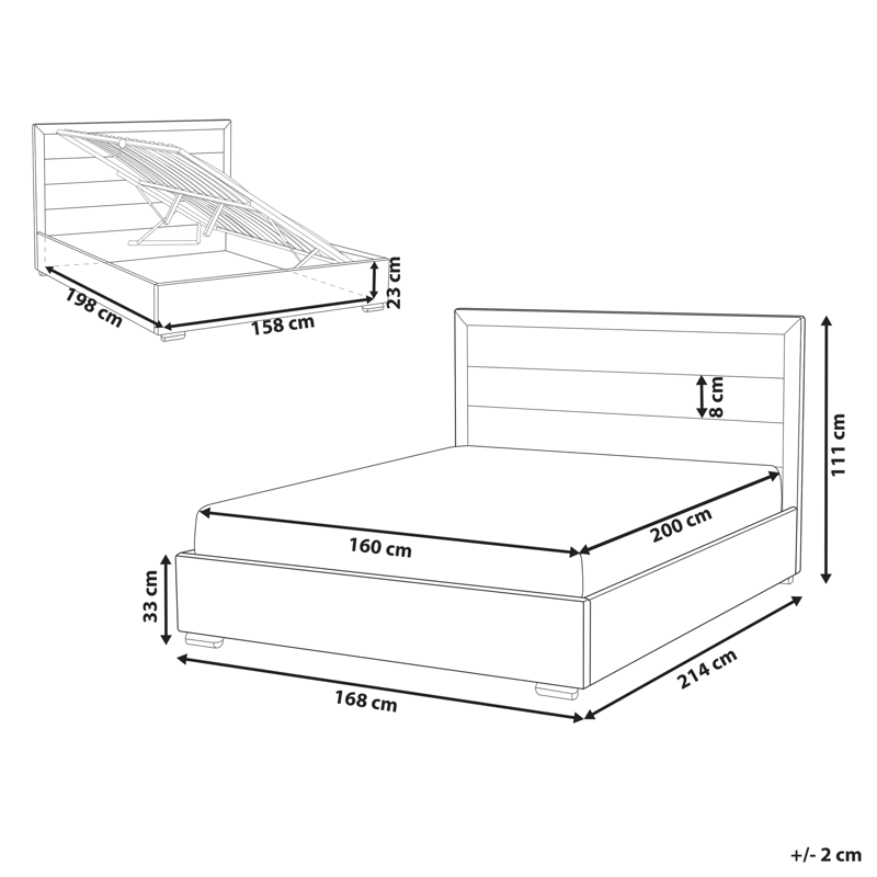 Dobbeltseng med opbevaring Rouen 160x200 cm - Lys beige - Møbler - Senge - Sengeramme & sengestel