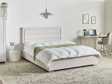 Dobbeltseng med opbevaring Rouen 160x200 cm - Lys beige - Møbler - Senge - Sengeramme & sengestel