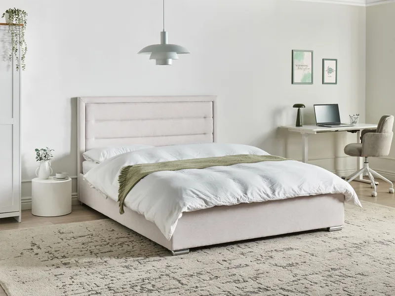 Dobbeltseng med opbevaring Rouen 160x200 cm - Lys beige - Møbler - Senge - Sengeramme & sengestel