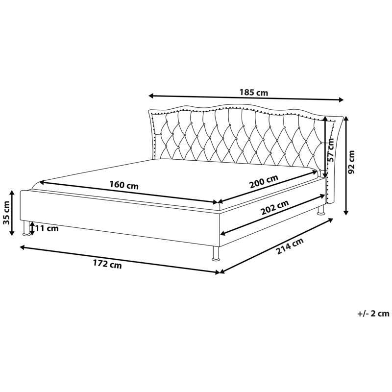 Dobbeltseng Metz 160x200 cm - Hvid - Møbler - Senge - Sengeramme & sengestel
