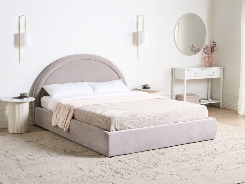 Dobbeltseng Mouzon 160x200 cm - Taupe - Møbler - Senge - Sengeramme & sengestel