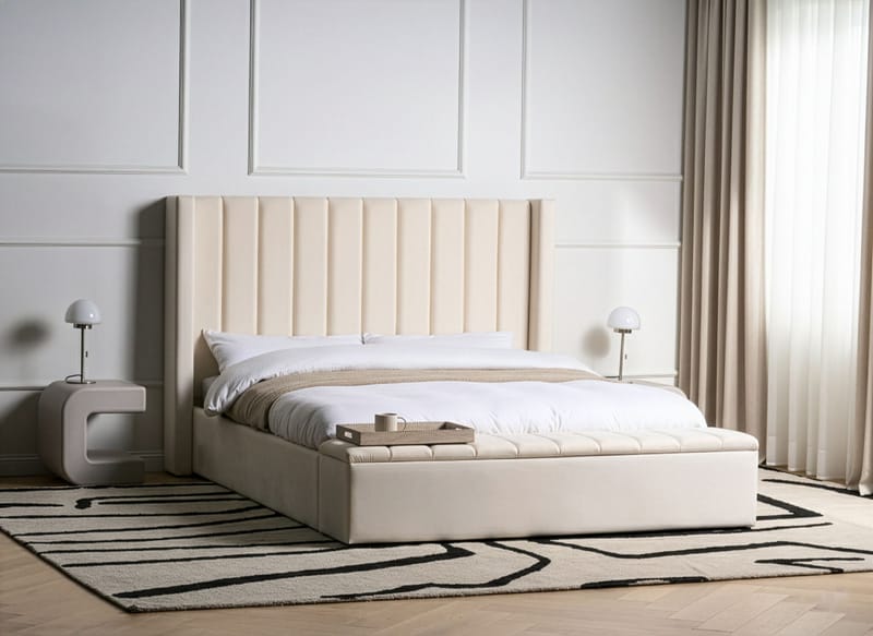Dobbeltseng Noyers 160x200 cm - Off-White - Møbler - Senge - Sengeramme & sengestel