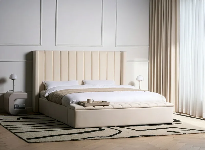 Dobbeltseng Noyers 180x200 cm - Off-White - Møbler - Senge - Sengeramme & sengestel