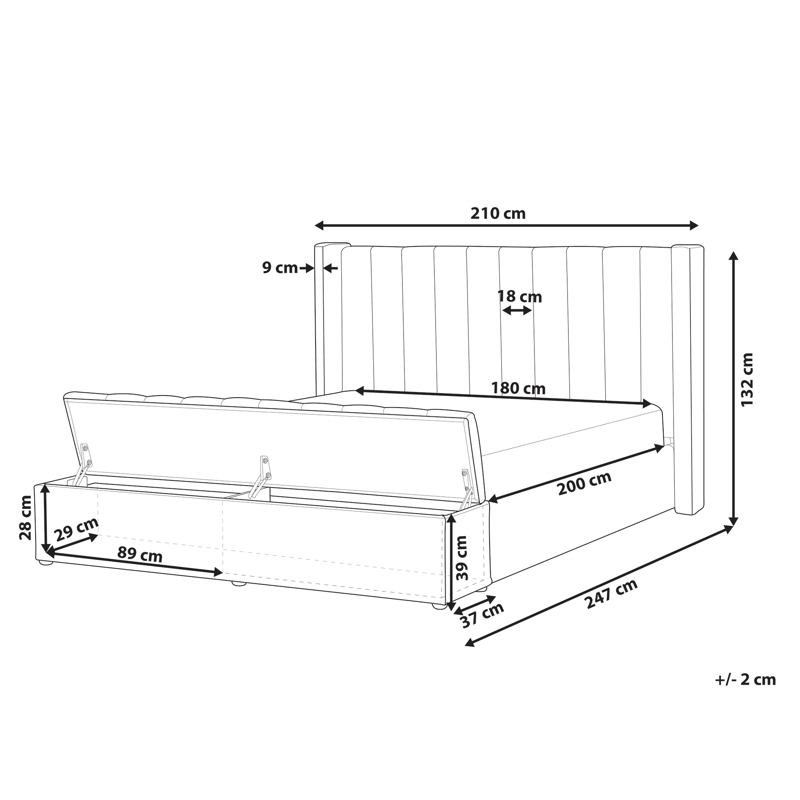 Dobbeltseng Noyers 180x200 cm - Off-White - Møbler - Senge - Sengeramme & sengestel