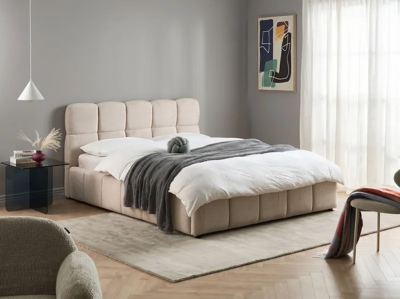 Dobbeltseng Noyon 160x200 cm - Lys beige - Møbler - Senge - Sengeramme & sengestel