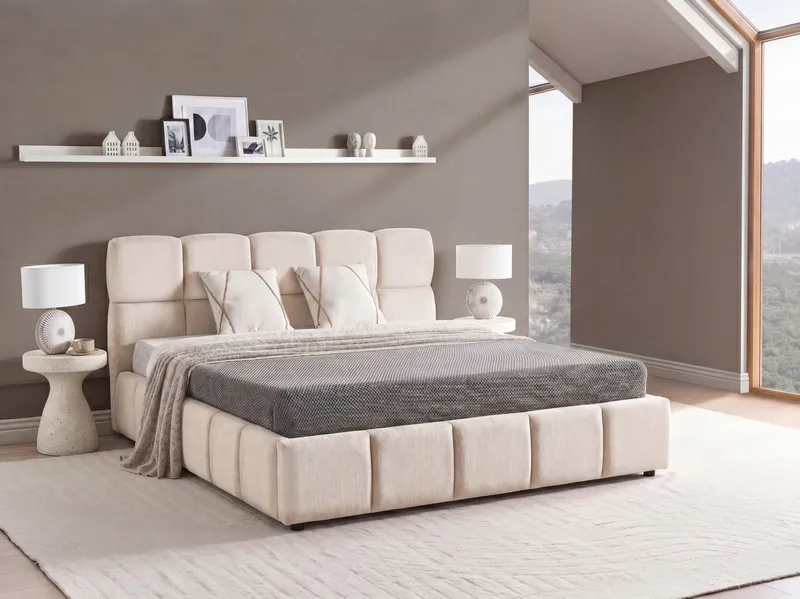 Dobbeltseng Noyon 180x200 cm - Lys beige - Møbler - Senge - Sengeramme & sengestel