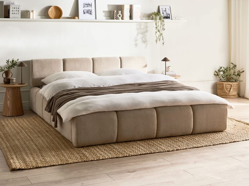 Dobbeltseng Orville 160x200 cm - Taupe - Møbler - Senge - Sengeramme & sengestel