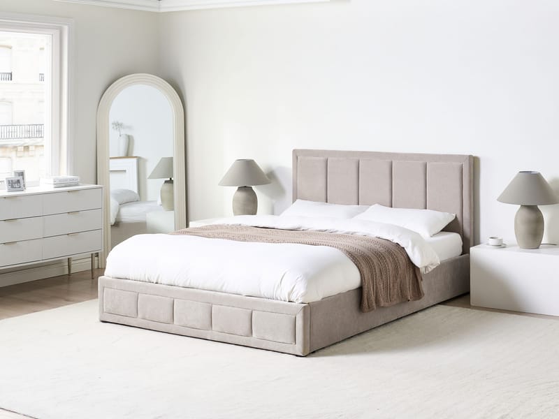 Dobbeltseng Quiberon 160x200 cm - Taupe - Møbler - Senge - Sengeramme & sengestel
