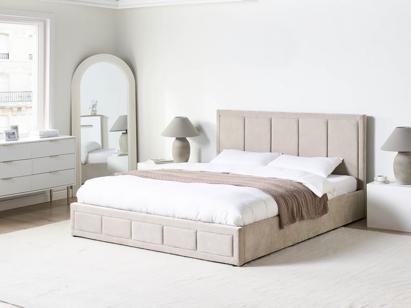 Dobbeltseng Quiberon 180x200 cm - Taupe - Møbler - Senge - Sengeramme & sengestel