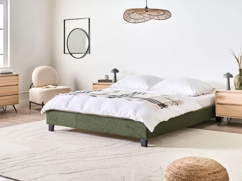 Dobbeltseng Roanne 160x200 cm - Mørkegrøn - Møbler - Senge - Sengeramme & sengestel