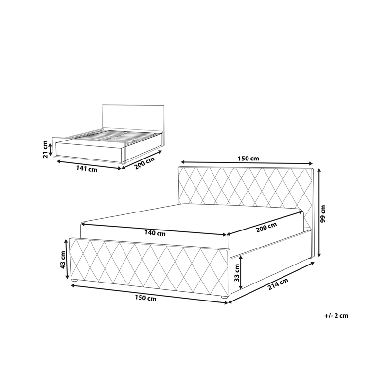 Dobbeltseng Rochefort 140x200 cm - Off-White - Møbler - Senge - Sengeramme & sengestel