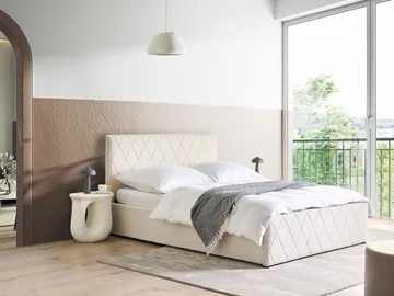 Dobbeltseng Rochefort 140x200 cm - Off-White - Møbler - Senge - Sengeramme & sengestel