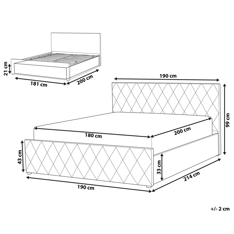 Dobbeltseng Rochefort 180x200 cm - Beige - Møbler - Senge - Sengeramme & sengestel