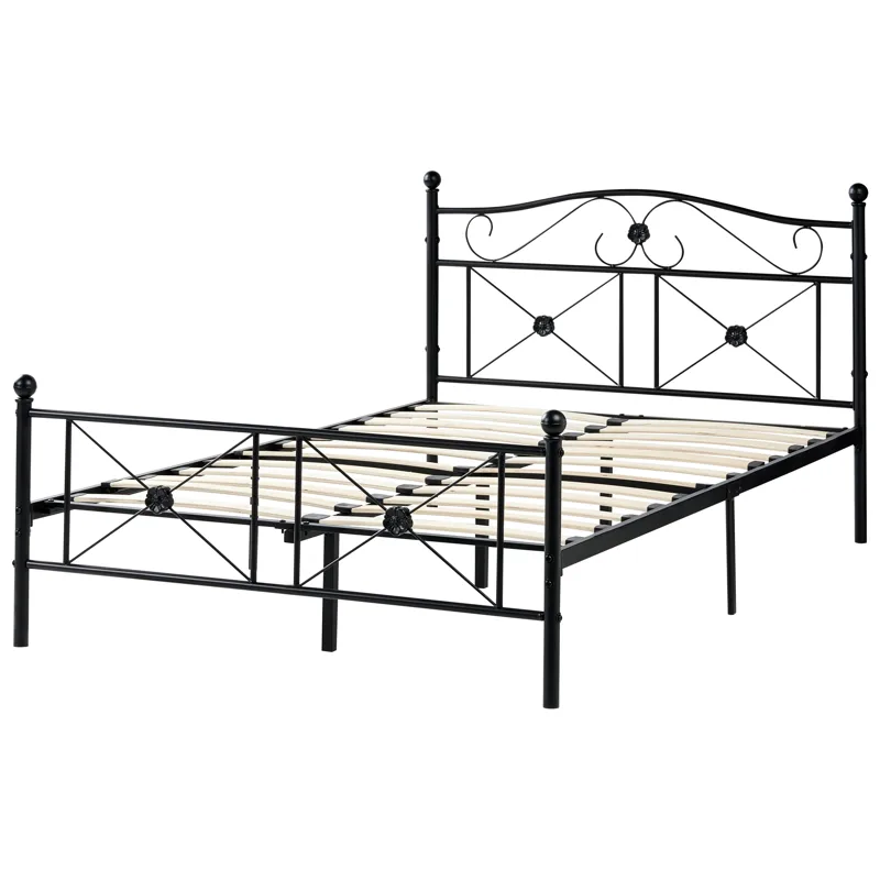 Dobbeltseng Rodez 120x200 cm - Sort - Møbler - Senge - Sengeramme & sengestel