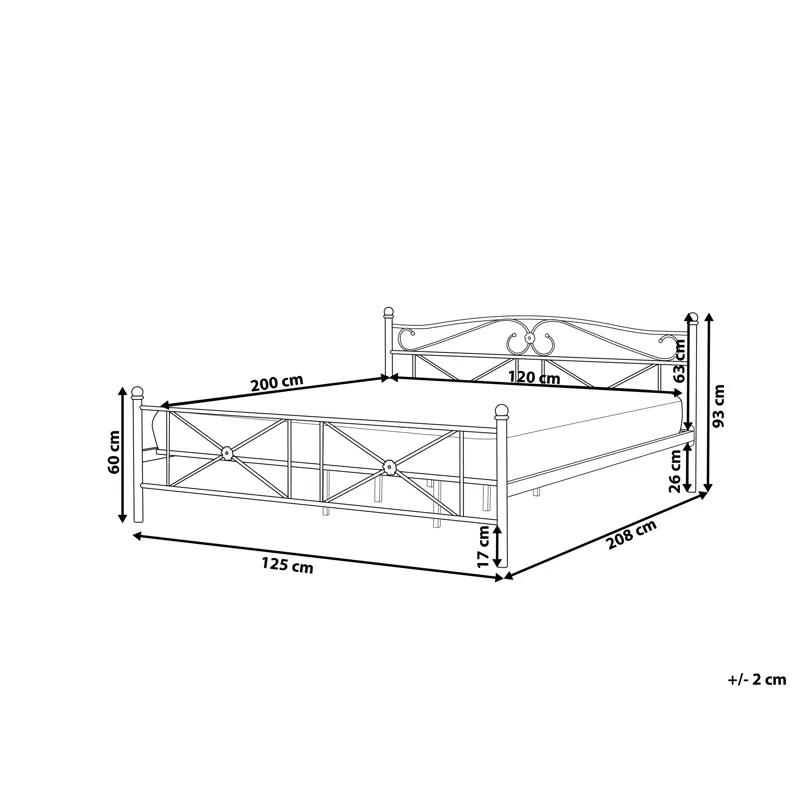 Dobbeltseng Rodez 120x200 cm - Sort - Møbler - Senge - Sengeramme & sengestel