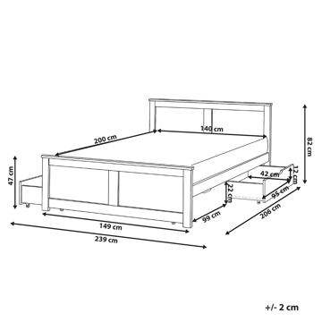 Dobbeltseng Sabran 180x200 - Hvid - Møbler - Senge - Sengeramme & sengestel