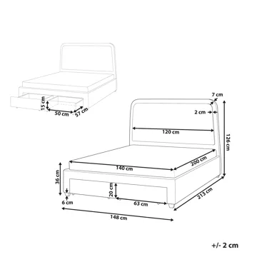 Dobbeltseng Sardent 140x200 - Off-White - Møbler - Senge - Sengeramme & sengestel