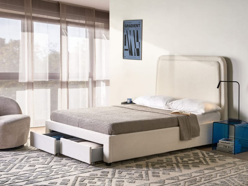 Dobbeltseng Sardent 140x200 - Off-White - Møbler - Senge - Sengeramme & sengestel