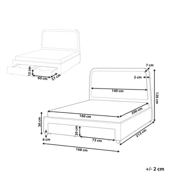 Dobbeltseng Sardent 160x200 - Off-white - Møbler - Senge - Sengeramme & sengestel