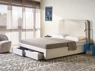 Dobbeltseng Sardent 160x200 - Off-white - Møbler - Senge - Sengeramme & sengestel