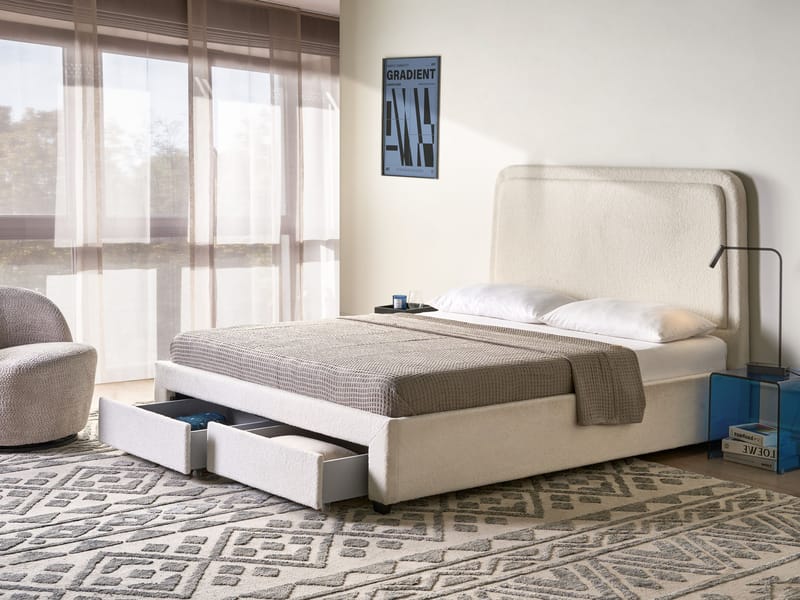 Dobbeltseng Sardent 160x200 - Off-white - Møbler - Senge - Sengeramme & sengestel
