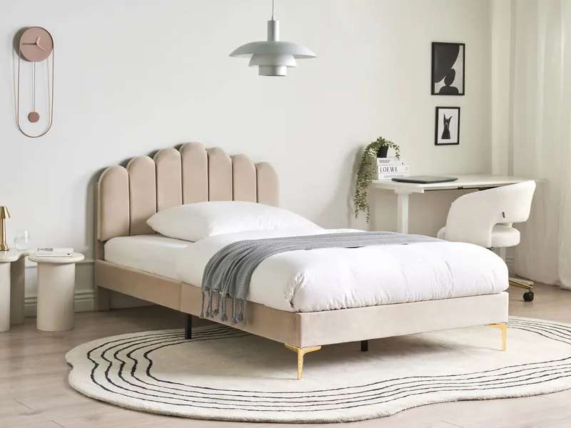 Dobbeltseng Sauvian 120x200 cm - Beige - Møbler - Senge - Sengeramme & sengestel