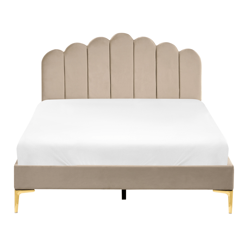 Dobbeltseng Sauvian 140x200 cm - Taupe - Møbler - Senge - Sengeramme & sengestel