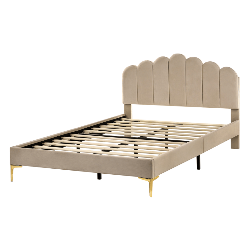 Dobbeltseng Sauvian 140x200 cm - Taupe - Møbler - Senge - Sengeramme & sengestel