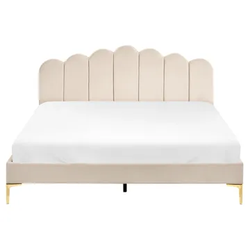 Dobbeltseng Sauvian 160x200 cm - Beige - Møbler - Senge - Sengeramme & sengestel