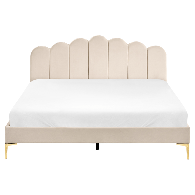 Dobbeltseng Sauvian 160x200 cm - Beige - Møbler - Senge - Sengeramme & sengestel