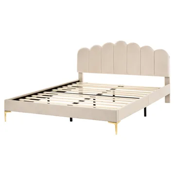 Dobbeltseng Sauvian 160x200 cm - Beige - Møbler - Senge - Sengeramme & sengestel