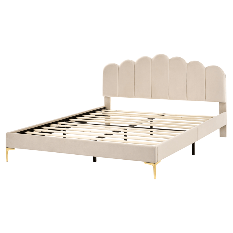 Dobbeltseng Sauvian 160x200 cm - Beige - Møbler - Senge - Sengeramme & sengestel