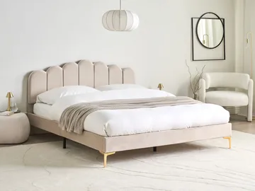 Dobbeltseng Sauvian 160x200 cm - Beige - Møbler - Senge - Sengeramme & sengestel